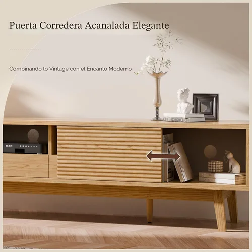 Miniatura 4 de TOLEAD Soporte para TV de 59", Soporte de Televisión Moderno de Mediados de Siglo para TV de 43/55/65 pulgadas, Consola de TV de Perfil Bajo