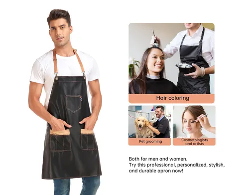 Miniatura 5 de PERFEHAIR Delantal de peluquero duradero para estilistas – impermeable y suave, con 3 bolsillos útiles – perfecto para salón, cosmetología y aseo