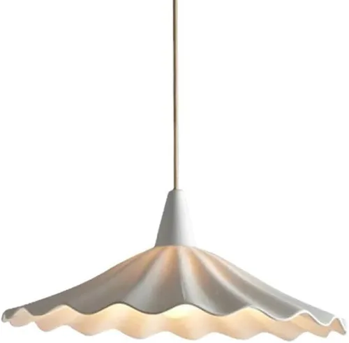 Lámpara colgante de hoja de loto blanca del norte de Europa, lámpara colgante de cerámica y porcelana, luz de techo con pintura de alta temperatura