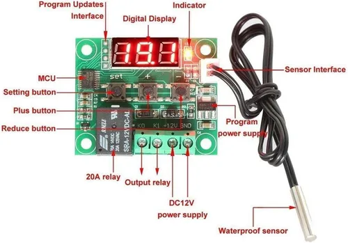 Miniatura 3 de HiLetgo 2 unids W1209 12 V CC controlador digital de temperatura tablero micro termostato digital -58.0-230.0 °F interruptor de módulo de control