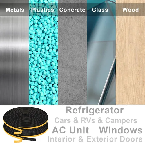 Miniatura 7 de Burlete para Puertas y Ventanas, Cinta de Junta de Espuma Autoadhesiva, Ahorro de Energía (1/4 pulgadas x 1/4 pulgadas x 33 pies)