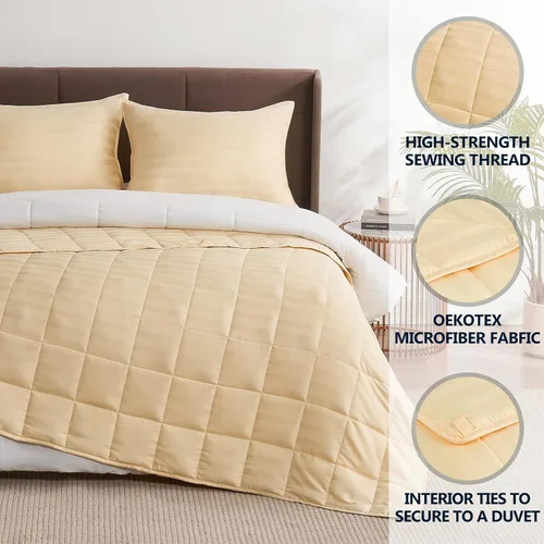Miniatura 4 de anfie - Manta con peso para niños (40 x 60 pulgadas, 7 libras), ultrasuave y acogedora, refrescante, lavable a máquina, beige