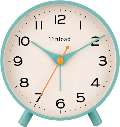 Miniatura 14 de Tinload Reloj despertador analógico retro antiguo de 4.5 pulgadas, funciona con pilas, pequeño reloj silencioso de mesita de noche, iluminado bajo