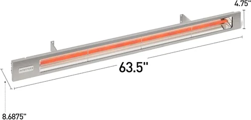 Miniatura 3 de Infratech SL4024B Slim Line - Calentador de patio de un solo elemento de 4,000 vatios, acabado a elegir: placa frontal de acero inoxidable con borde