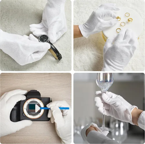Miniatura 6 de COOLJOB Guantes 100% Algodón, 6 Pares de Guantes de Algodón Blanco para Manos Secas Hidratantes y Eccema, Loción Nocturna, Tratamiento de Sueño