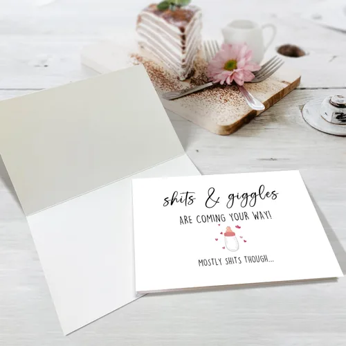 Miniatura 3 de Obbyidk Divertida tarjeta de felicitación de baby shower para nuevos padres, regalo de anuncio de embarazo para familiares y amigos, divertida
