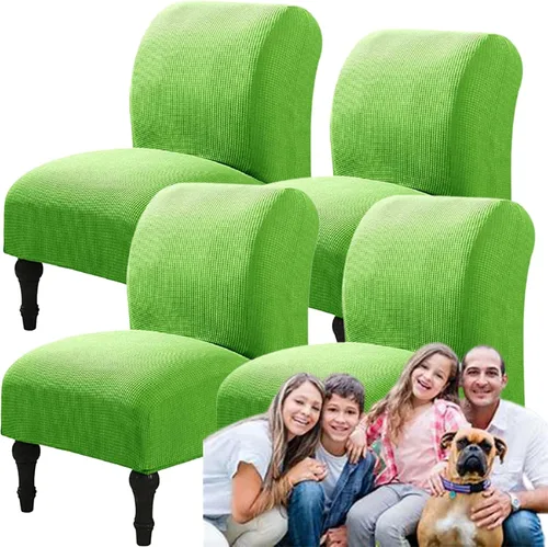 Miniatura 39 de Fundas elásticas para silla sin brazos, extraíbles y lavables, de elastano jacquard sin reposabrazos, protector de muebles para sala de estar, Verde