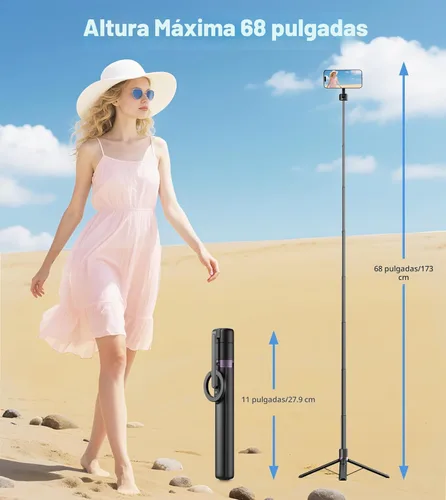 Miniatura 6 de TONEOF Trípode magnético para selfie de 68 pulgadas con soporte magnético fuerte de aluminio para Magsafe, soporte giratorio de 360° para teléfono