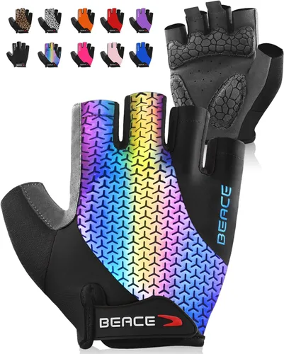 BEACE Guantes de ciclismo, guantes de ciclismo, guantes de ciclismo de medio dedo, guantes de bicicleta de carretera para hombres y mujeres, 0.197