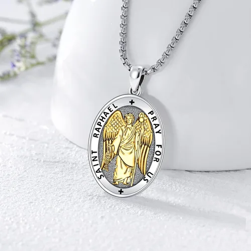 Miniatura 57 de Eusense Saint Necklace Sterling Silver 925 Protection Jewelry for Men Women Patron St Medals Amulet Pendant