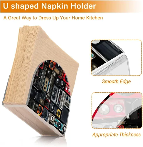 Miniatura 4 de Retro Boomboxes Napkin Holder for Table, Napkin Holders Acrylic for Kitchen, Upright Napkin Holder for Kitchen Dining Room Table Decor