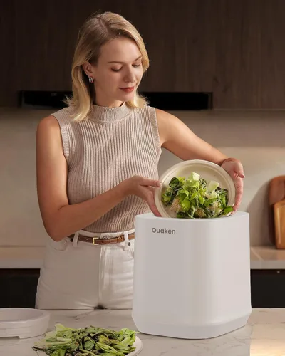 Miniatura 6 de Compostador eléctrico de 4 litros para cocina, contenedor de compostaje inteligente para encimera, inodoro, bajo ruido, limpieza automática, 3-Blanco