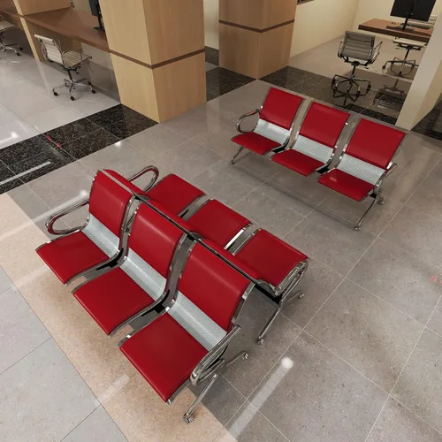 Miniatura 25 de Kinfant Silla de sala de espera de 2 asientos, sillas de recepción de invitados de oficina con respaldo ergonómico, banco de espera de aeropuerto