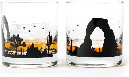 Miniatura 15 de Juego de vasos de whisky Black Lantern Buffalo Landscape de 2 vasos de 11oz con base pesada para bourbon, whisky y cócteles Regalo