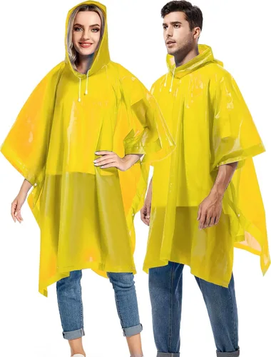 Miniatura 19 de Paquete de 2 ponchos de lluvia para adultos, reutilizables, impermeables, de supervivencia, emergencia, resistente, con capucha con cordón
