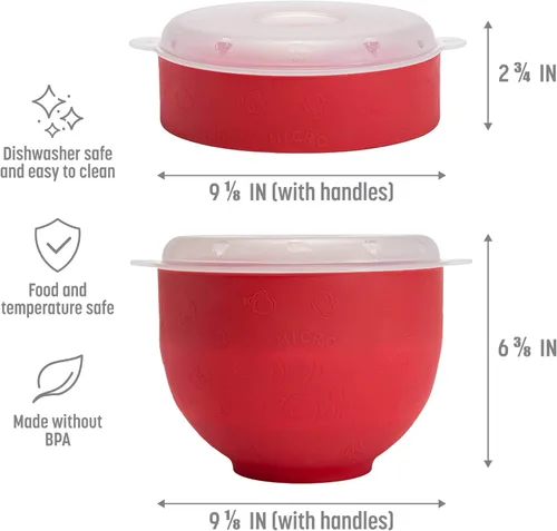 Miniatura 4 de Goodful Palomitero de Silicona, Palomitero Plegable para Microondas con Aire Caliente, Tazón Hecho sin BPA, Rojo