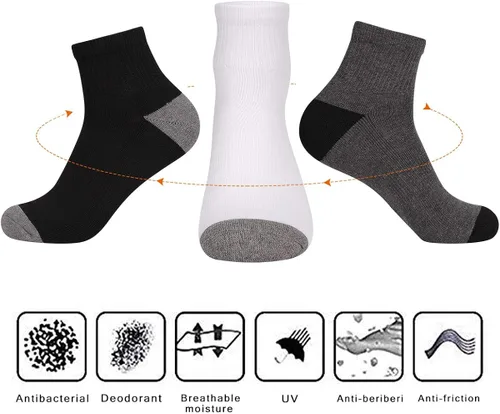 Miniatura 3 de COOVAN 12 Pairs Mens Cushion Ankle Socks Men 12 Pack Low Cut Comfort Breathable Casual Socks