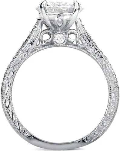 Miniatura 2 de Anillo de compromiso estilo antiguo con diamantes 112peso total en quilates moissanita oro blanco de 14quilates