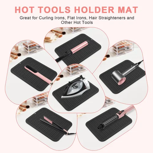 Miniatura 6 de Alfombrilla de silicona resistente al calor, alfombrilla profesional para herramientas de cabello para rizadores, planchas, alisadores de pelo