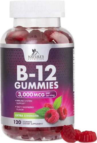 Gomitas de vitamina B12 – 3000 mcg por porción extra fuerte Energy B 12 gomita para metabolismo y apoyo inmunológico – Suplementos dietéticos