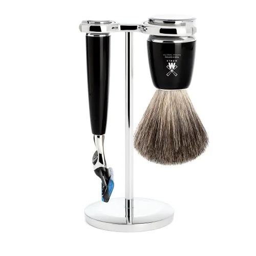 MÜHLE RYTMO - Juego de afeitado húmedo de 3 piezas Pure Badger de 5 cuchillas, moderno y lujoso, perfecto para uso diario, calidad de peluquería y