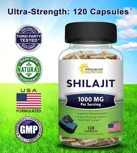 Miniatura 4 de aSquared Nutrition Shilajit 1000mg - 120 cápsulas - Suplemento de extracto puro de shilajit y píldoras complejas en polvo - Ácido húmico natural