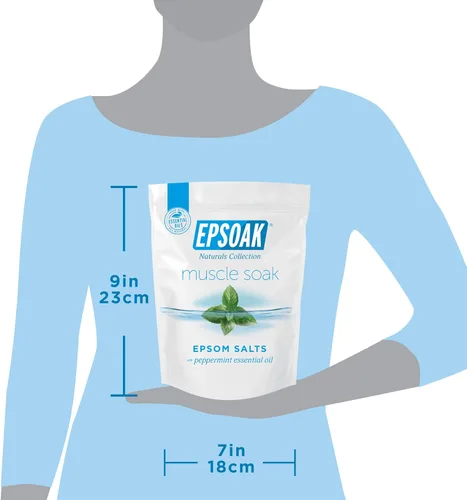 Miniatura 8 de Epsoak Muscle Soak - Bolsa de sal de Epsom resellable con aroma a menta de 2 libras, fabricada en los Estados Unidos, certificado libre de crueldad