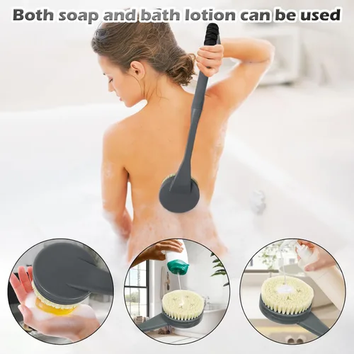 Miniatura 3 de Cepillo de espalda de mango largo para ducha, cepillo de baño de 20.5 pulgadas, cepillo de cuerpo de ducha con mango curvado para personas mayores