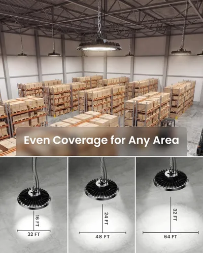 Miniatura 6 de Sunco UFO - Luz LED de alta bahía, 150 W, 21000 lúmenes, 5000 K, 100-277 V, regulable, 0-10 V, luces ultra brillantes para tienda comercial