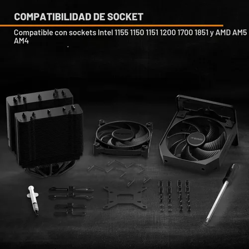 Miniatura 7 de be quiet! Dark Rock Pro 5 Enfriador de CPU de Enfriamiento Silencioso Flujo de Aire Inmensamente Alto 7 Tubos de Calor de Cobre de Alto