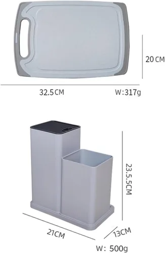 Miniatura 6 de Juego de utensilios de cocina y bloque de cuchillos de 19 piezas: 12 utensilios de cocina de silicona antiadherentes y resistentes al calor Gris