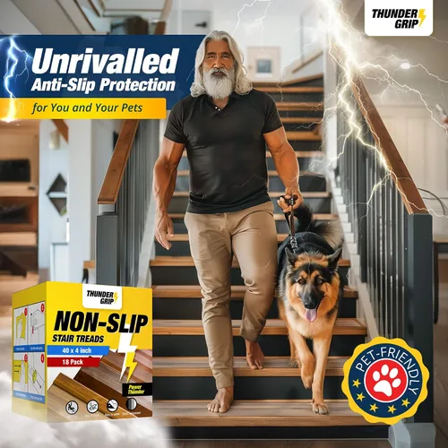 Miniatura 6 de Thunder Grip Peldaños de escalera para exteriores, antideslizantes, 24 x 4 pulgadas, paquete de 8 cintas de agarre exterior resistentes a