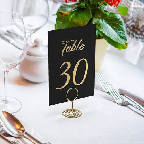 Miniatura 7 de Números de mesa negros del 1 al 30 de 4 x 6 con cabeza y tarjetas de números de mesa de regalo, letreros de cartulina para asientos de boda