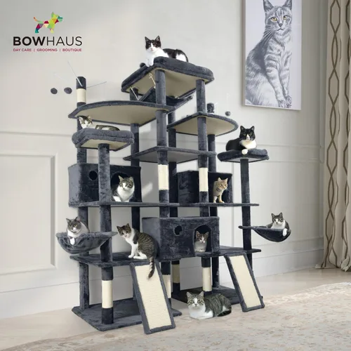 Miniatura 6 de BOWHAUS Árbol para gatos extra grande de 80 pulgadas de alto con percha ampliada para gatos grandes, torre para gatos grandes en interiores, moderna