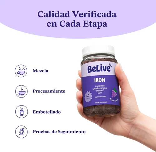 Miniatura 8 de Gomitas de hierro con vitamina C y A, complejo de vitaminas B, zinc, multivitamínico para niños y adultos – Ideal para estómagos sensibles –
