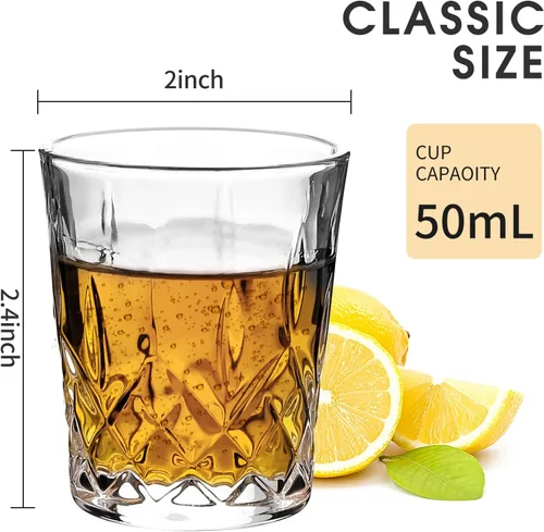 Miniatura 2 de JAIEF Vasos de chupito de tequila de 1.7 onzas con base pesada, vasos de cristal cordial (16)