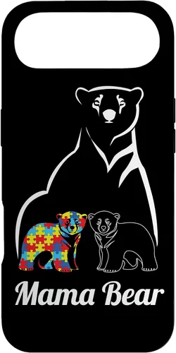 Miniatura 26 de Funda para iPhone 14 Pro Max para concientización sobre el autismo, mamá oso, mamá y niño
