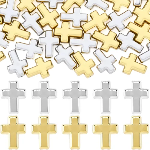 Miniatura 23 de 120 dijes de cruz para hacer joyas, cuentas de cruz religiosa para pulseras, cruces para hacer joyas, pulseras, collares, manualidades (6 colores)