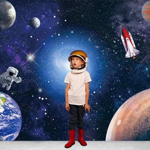 Miniatura 4 de Fondo de fotografía de astronauta espacial de 7 x 5 pies, galaxias cósmicas, estrellas, regalo para recién nacidos, fondo de fotografía, fondo