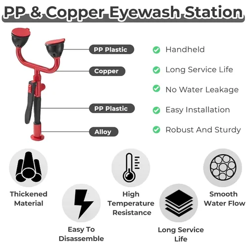 Miniatura 6 de Portable Eye Wash Station with Drench Hose, Handheld Eyewash Station for Dangerous Worksites, Wall and Deck Mounted Eye Wash Kit, Handheld Eye Face