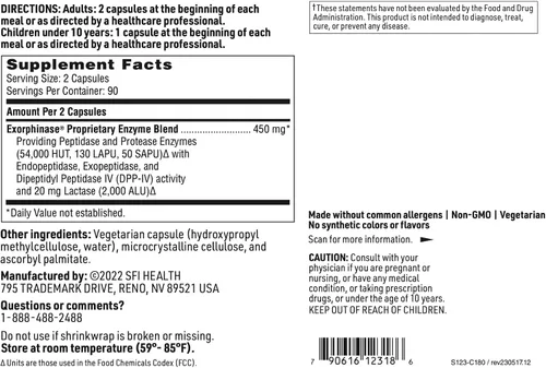 Miniatura 5 de SFI Health Klaire Labs SerenAid - Suplemento vegetariano de enzimas multidigestivas con actividad DPP-IV y lactasa, mezcla de enzimas para apoyar