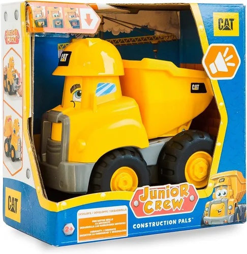 Miniatura 3 de CAT Juguetes de Construcción, Junior Crew Construction Pals Camión Volquete Vehículo Educativo Preescolar con Sonidos Vroom para Niños y Cara