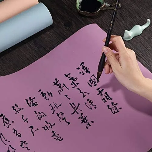 Miniatura 4 de Rollo de escritura de pintura Batik Xuan Paper Thickening Rice Sumi Paper para práctica caligrafía china japonesa y dibujo con pincel (verde militar)