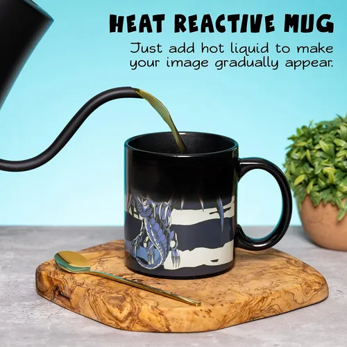 Miniatura 4 de Surreal Entertainment YU-GI-OH Kaiba y ojos azules monstruo dragón blanco cambio de calor taza de café de cerámica negro