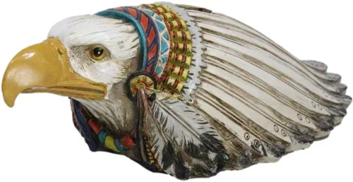 Miniatura 4 de Ebros Gift Wildlife Native Animal Spirit Rústico Águila calva con colorido tocado de jefe indio Piggy Coin Money Bank Jar Figurine