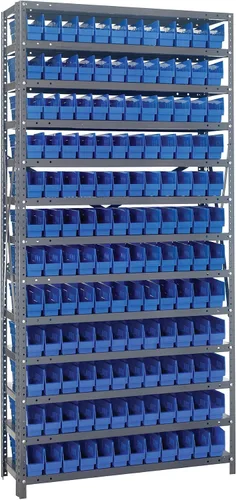 Miniatura 553 de Quantum QSBU-245BK Heavy Duty Shelving Unit with (7) Shelves and (24) QUS245 Black Bins for Garage Warehouse Storage Distribution 400 lb Load