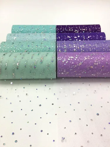 Miniatura 3 de Rollo de tul con lentejuelas con purpurina, decoración de boda, suministros de organza para fiestas de cumpleaños, carrete de tela, vestido tutú