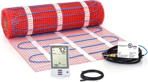 Miniatura 12 de Kit de alfombrillas calefactoras de suelo de 7.5 pies cuadrados de 120 V, sistema eléctrico de calefacción de suelo radiante, termostato