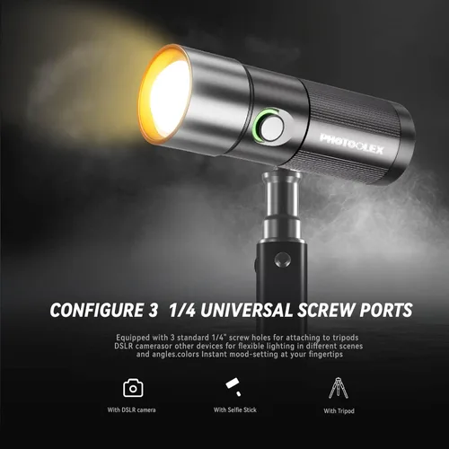 Miniatura 7 de PHOTOOLEX Linterna de fotografía de 4 colores con 20 patrones magnéticos Gobos, foco portátil de 8400mAh, luz de estudio LED de 10W para fotografía