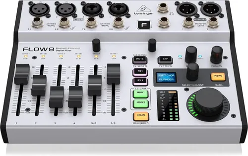 Miniatura 4 de Behringer FLOW 8 Mezclador Digital de 8 Entradas con Audio Bluetooth y Control de Aplicación, Faders de Canal de 60 mm, 2 Procesadores de FX e